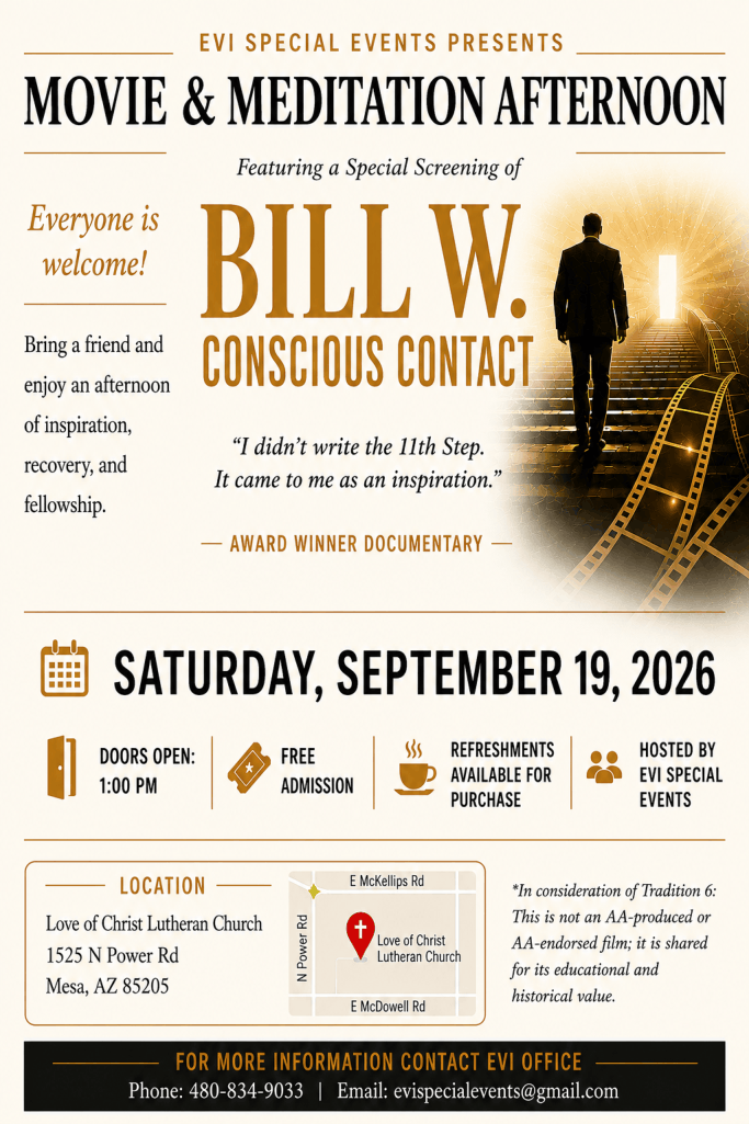 Bill W Conscious Contact Movie Screening Flyer