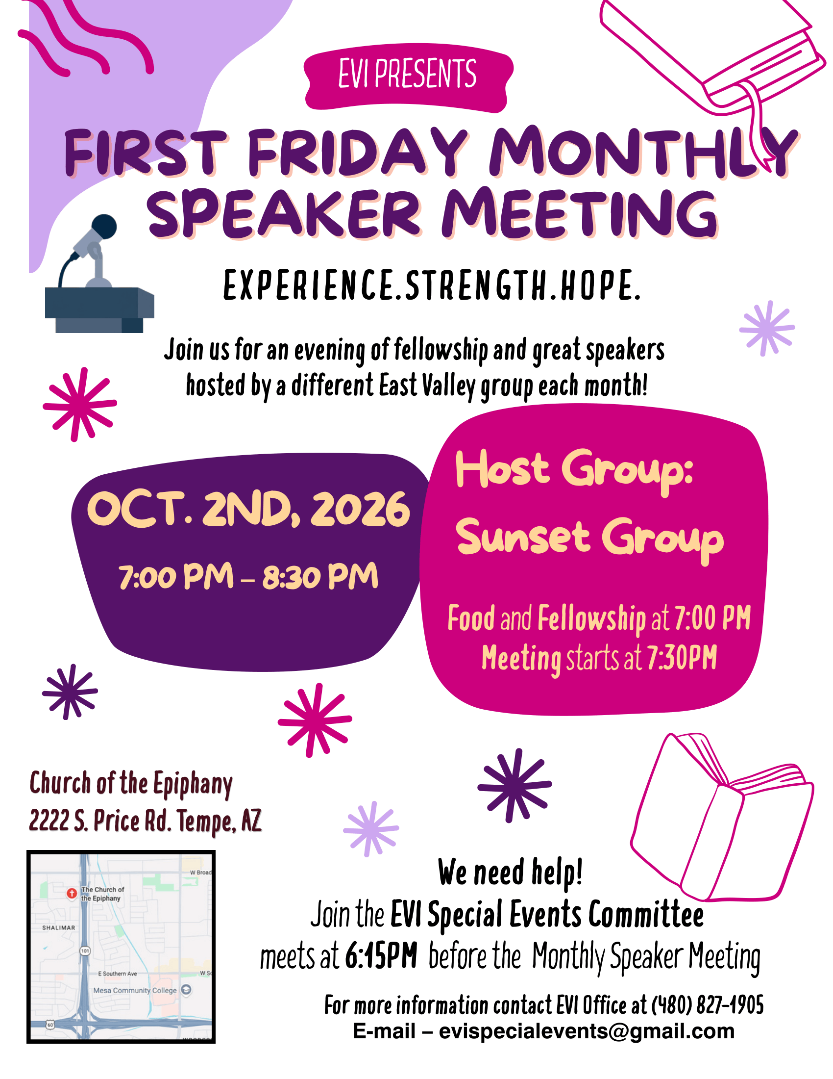 EVI First Friday Monthly Speaker Meeting - October 2026 Flyer Host Group: Sunset Group
