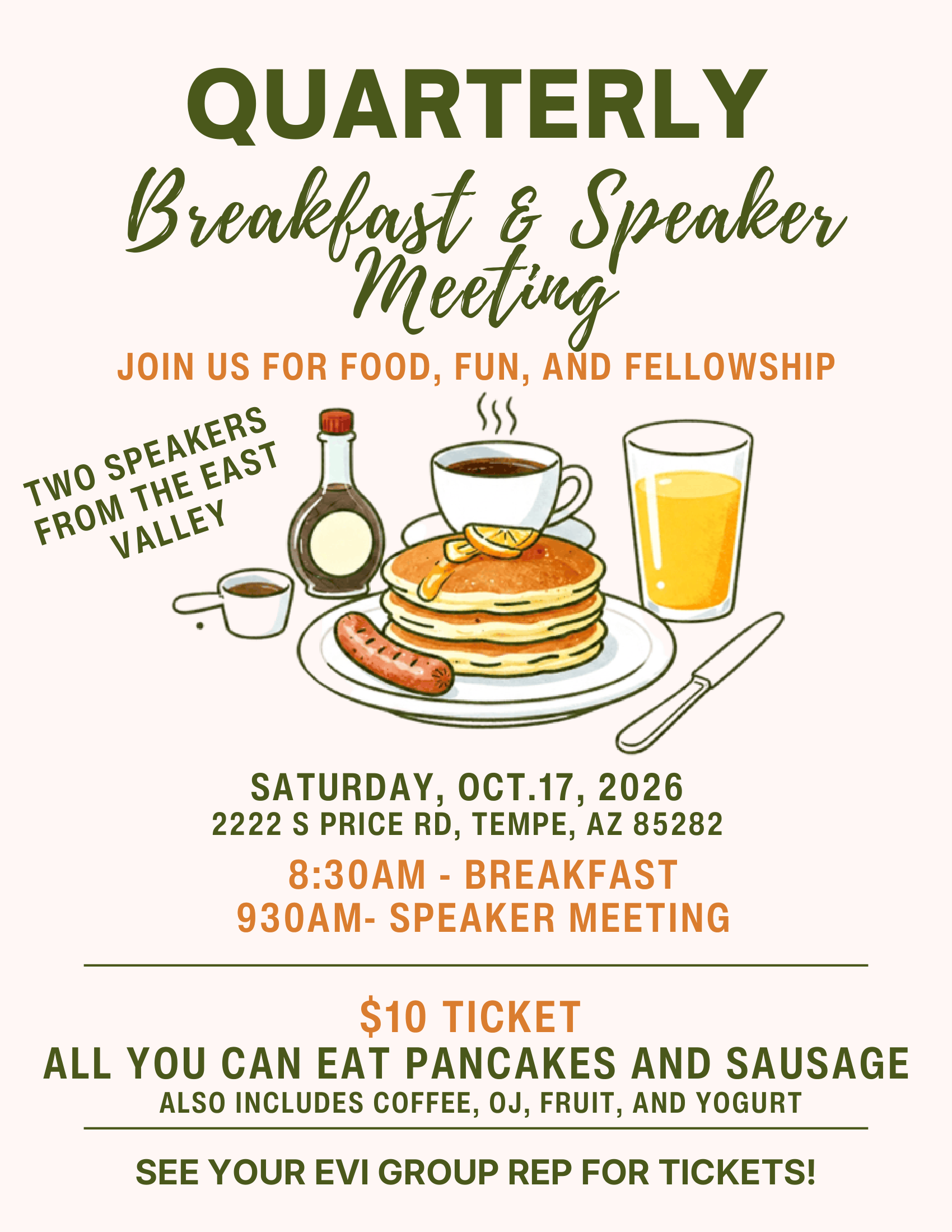 Quarterly Breakfast & Speaker Meeting flyer