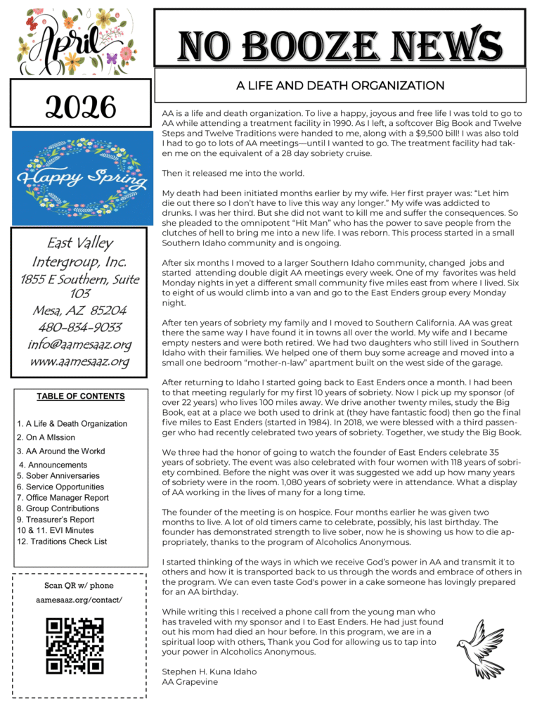 No Booze News April 2026 Page 1