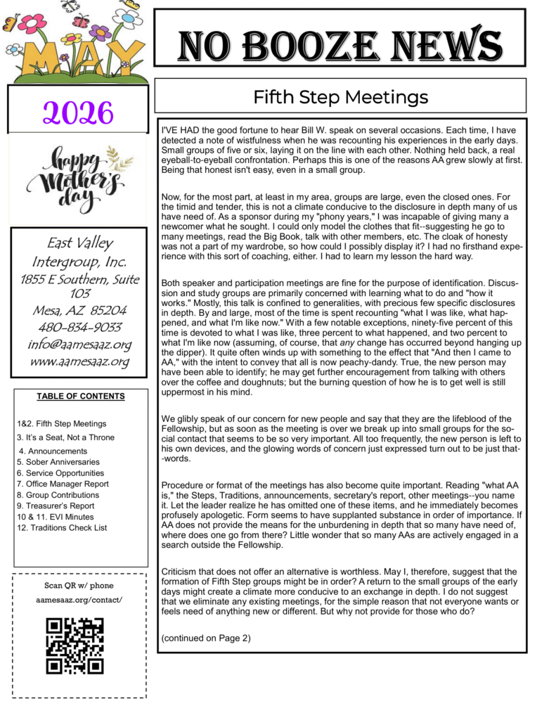 No Booze News May 2026 Page 1