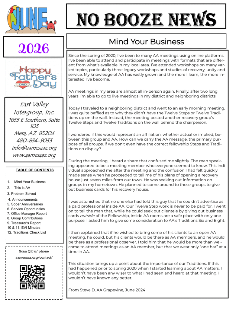 No Booze News June 2026 Page 1