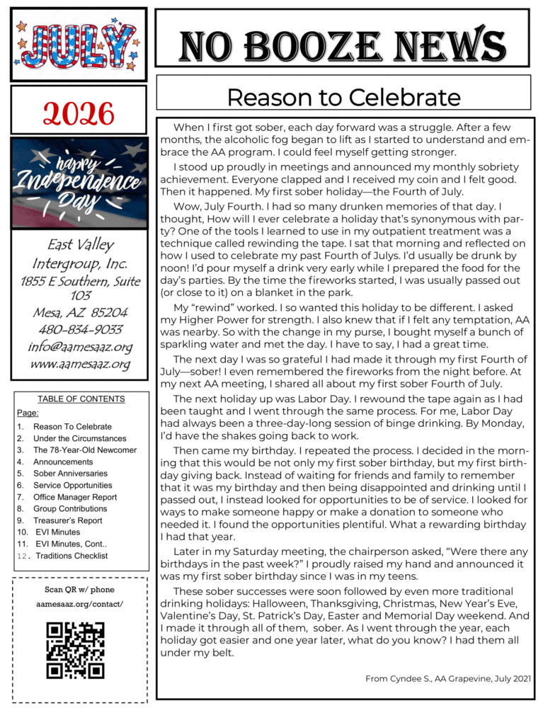 No Booze News July 2026 Page 1
