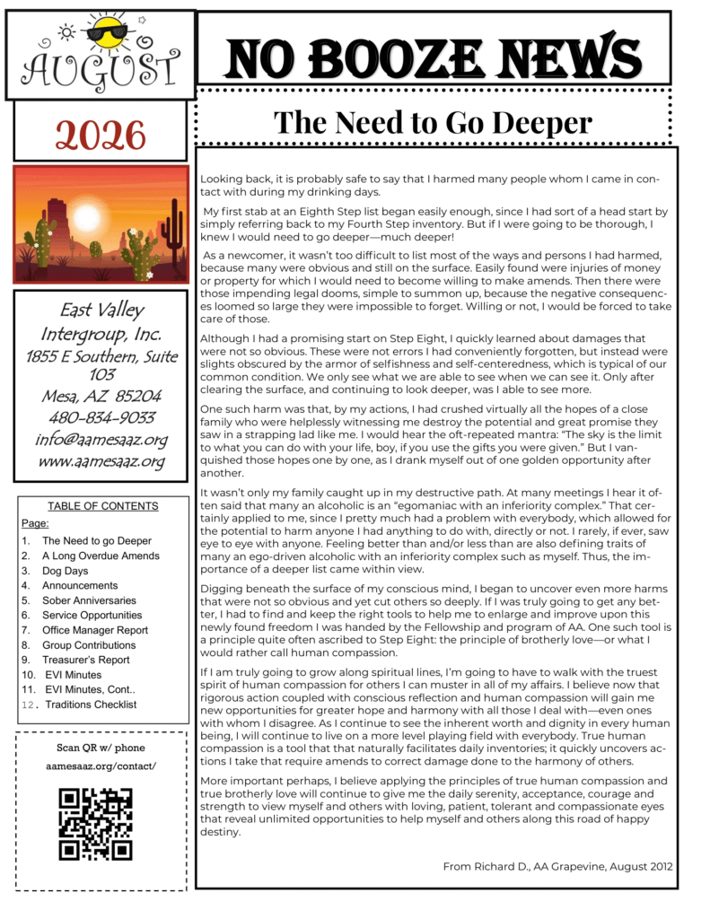 No Booze News August 2026 Page 1